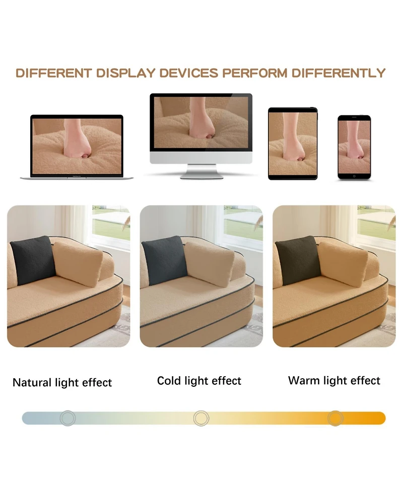 Streamdale Furniture Streamdale Teddy Fabric 4-Seat Boneless Sofa, Camel