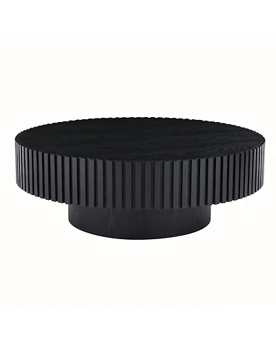 Streamdale Furniture Nestling Round Wood Coffee Table, Modern Living Room Table, Black