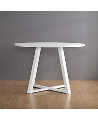 Streamdale Edo White Wood 5-Piece Dining Set, Trestle Dining Table with 4 Windsor Chairs