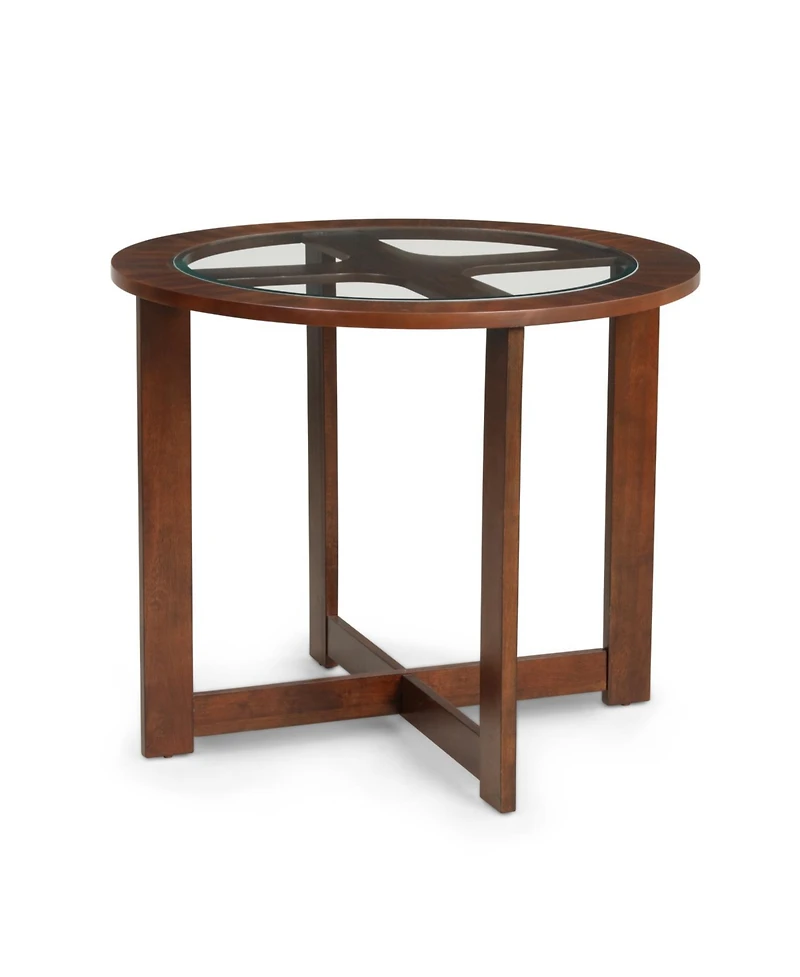 Streamdale Furniture Streamdale Cylina Solid Wood Glass Top Round Dining Table with 4 Chairs
