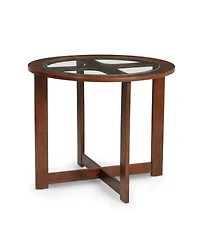 Streamdale Furniture Streamdale Cylina Solid Wood Glass Top Round Dining Table with 4 Chairs