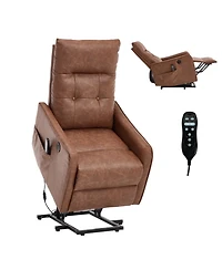Streamdale Furniture Brown Pu Power Lift Recliner with Massage, Heat & Usb for Elderly