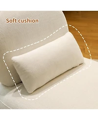 Streamdale Furniture Streamdale Cute Velvet Accent Chair with Solid Wood Legs (White