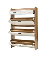 Streamdale Furniture Two Drawers, Three-Fold Doors, Large Storage Shoe Cabinet