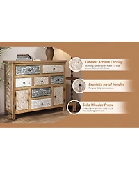 Streamdale Furniture Vintage Wooden Accent Chest with 7 Drawers & 2 Cabinets