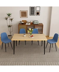 Streamdale Furniture 63-inch Farmhouse Industrial Dining Table Set with 4 Blue Chairs