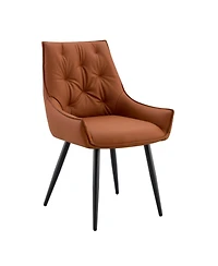 Streamdale Furniture Dining Chairs Set of 4 Camel Faux Leather Metal Kitchen Chairs Gold Mesh Black Legs (Camel, Set of 4)