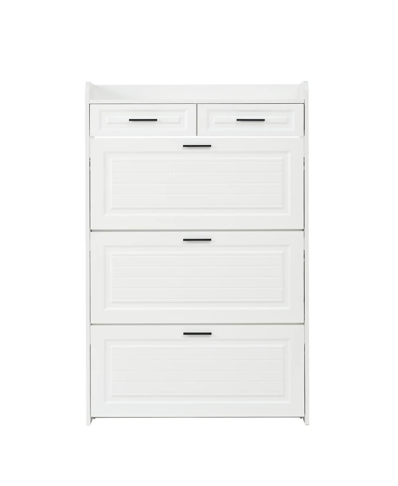 Streamdale Furniture Streamdale Two drawers, three-fold doors, large storage shoe cabinet, white