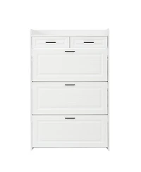 Streamdale Furniture Streamdale Two drawers, three-fold doors, large storage shoe cabinet, white
