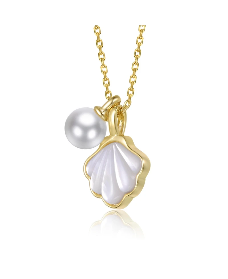 GiGiGirl 14K Gold Plated with Mother Of Pearl & Shell Pendant Necklace For Kids