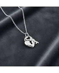 Bling Jewelry Simple 2 Charm Love Lock And Key Heart Pendant Necklace Sterling Silver 16 Inch