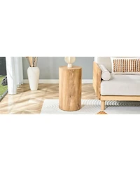 Streamdale Furniture Modern Minimalist Wood Cylinder Marble-Patterned Mdf Coffee Tables (Set of 2)