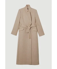 Karen Millen Women's Wool Notch Neck Tailored Maxi Coat
