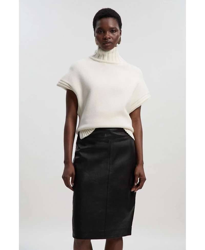 Karen Millen Women's Leather Signature Pencil Skirt