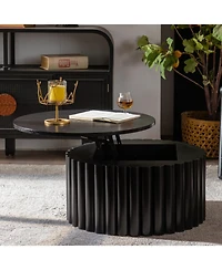 Streamdale Furniture Round Lift-Top Coffee Table, Handcrafted Wooden Tea Table