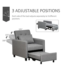 Homcom Recliner Sofa Sleeper Chair with 3 Adjustable Backrest Angles and 4 Wheels