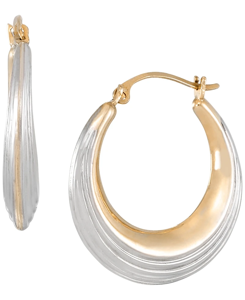 Macy's Two-Tone Hoop Earrings in 14K Yellow Gold Over Sterling Silver