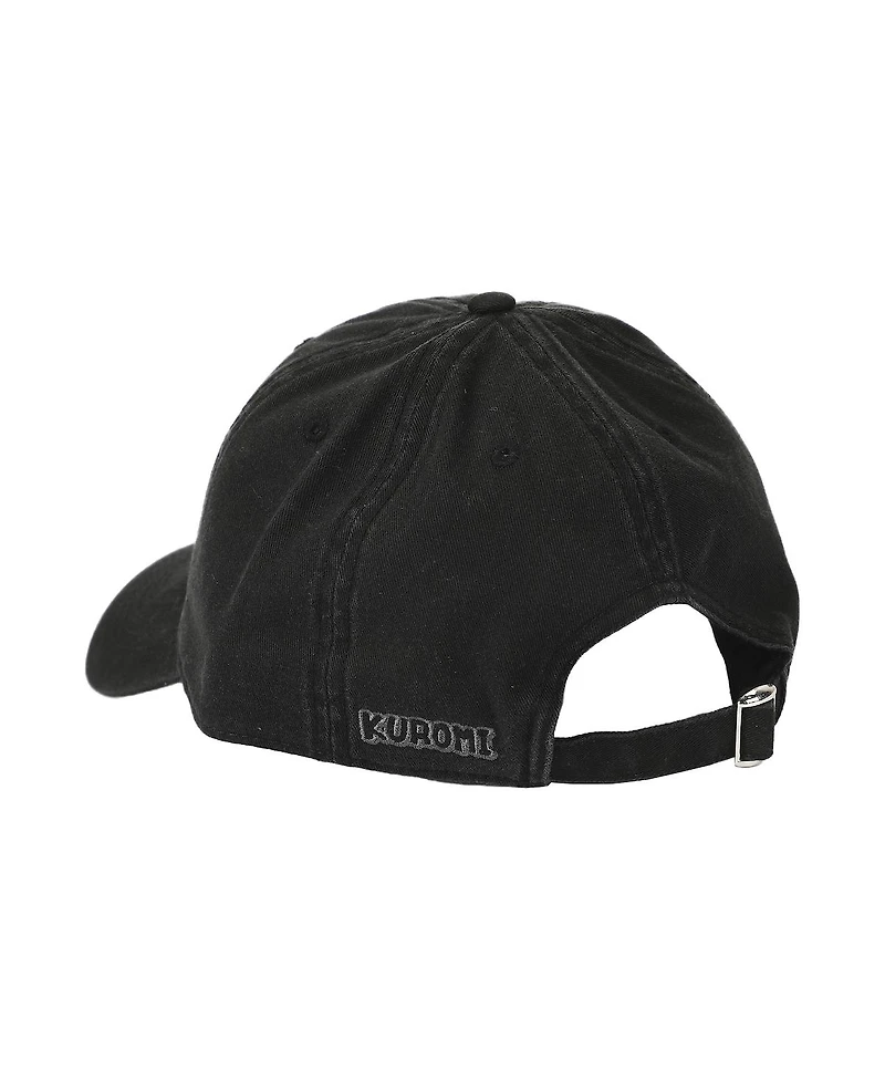 Kuromi Embroidered Character Face Black Unstructured Baseball Cap