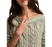 Lucky Brand Women's Boat Neck Cable Sweater