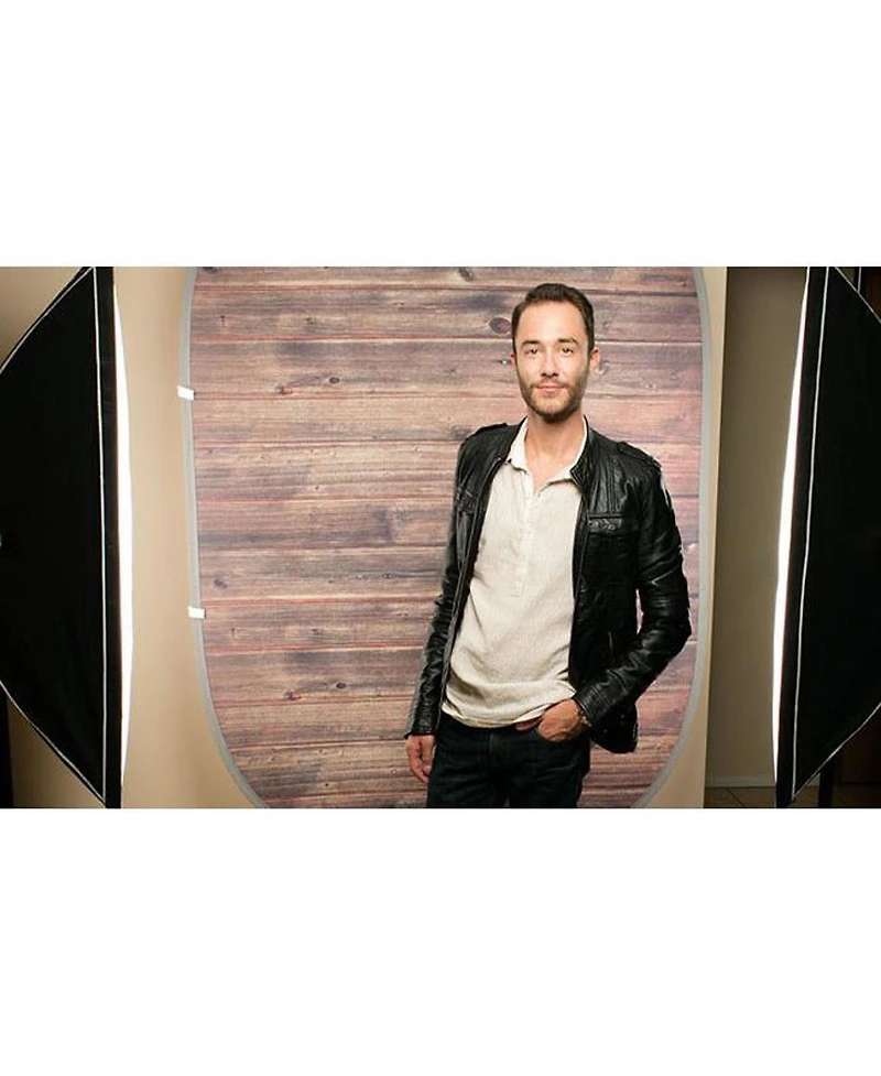 Savage Rustic Planks/Red Collapsible Backdrop, 5' W x 7' H w/ 8' Aluminum Stand