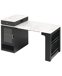 Streamdale Furniture 59.5" Extendable Kitchen Island with Dining Table & Storage