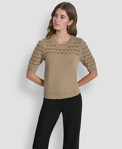 Dkny Women's Short-Sleeve Ribbed Hem Sweater
