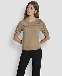 Dkny Women's Short-Sleeve Ribbed Hem Sweater