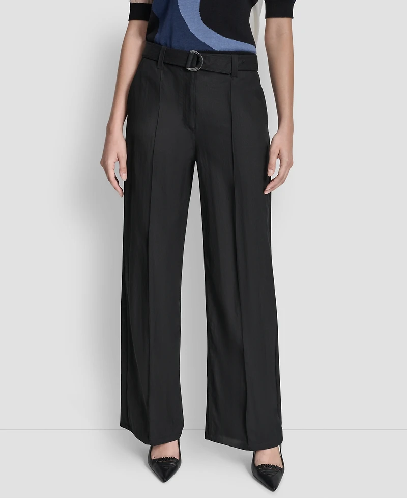 Dkny Women's Belted Front Seam Twill Pants