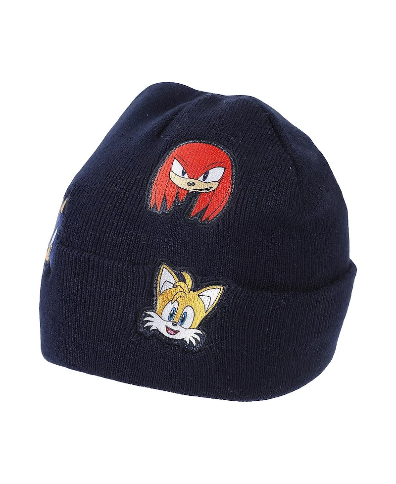 Sonic the Hedgehog Men's Printed Character Patches Navy Cuff Beanie