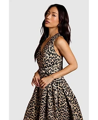 Coast Women's V Neck Animal Jacquard Midi Dress