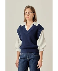 English Factory Women's Mixed Media Top