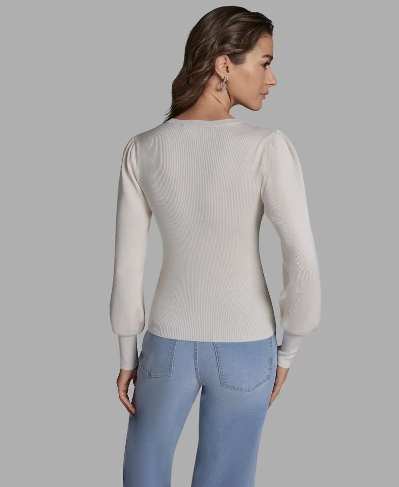 Bcbg Women's Crewneck Long Balloon-Sleeve Sweater