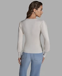 Bcbg Women's Crewneck Long Balloon-Sleeve Sweater