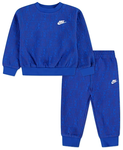 Nike Boys' Toddler 2T-4T Quilted Crewneck Sweatshirt and Pants, 2-Piece Set