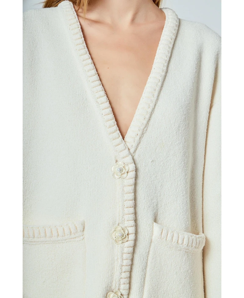 endless rose Women's Floral Button Down Cardigan