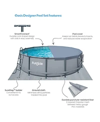 Funsicle 14' x 42" Oasis Outdoor Round Frame Above Ground Swimming Pool, Gray
