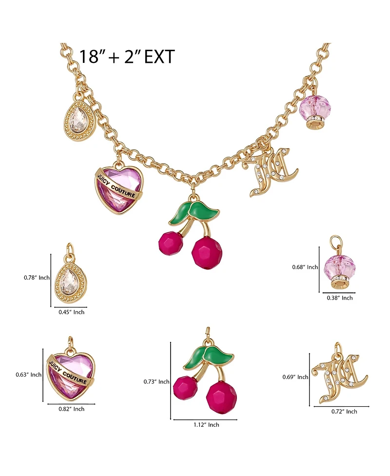 Juicy Couture Cherry Charm Necklace - 18 + 2''