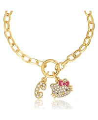 Hello Kitty Initial Crystal Charm Bracelet, Gold Tone