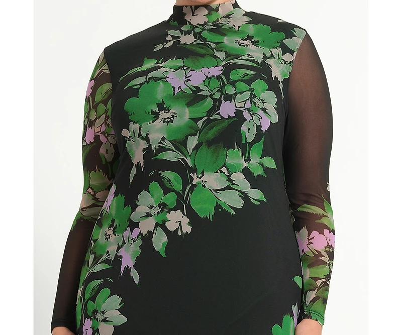 Estelle Plus Fiora Long Sleeve Mesh Dress