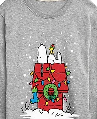 Peanuts Boys' 8-20 Snoopy Dog House Christmas Lights Graphic Long-Sleeve T-Shirt