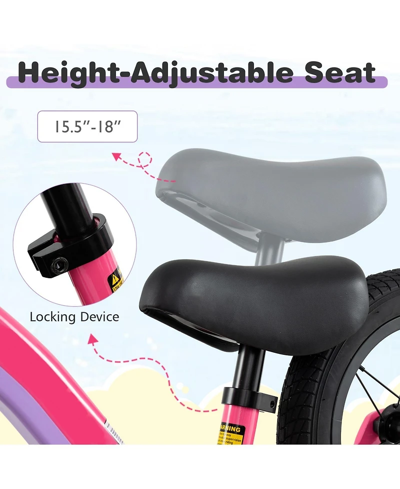 Sugift 12-Inch Balance Bike with Adjustable Seat and Rotatable Handlebar for Over 36 Months Old