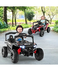 Sugift 12V Kids Ride On Car Utv Electric Vehicle with Led Lights Music and Horn