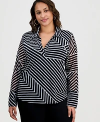 I.n.c. International Concepts Plus Johnny-Collar Top, Macy's Exclusive