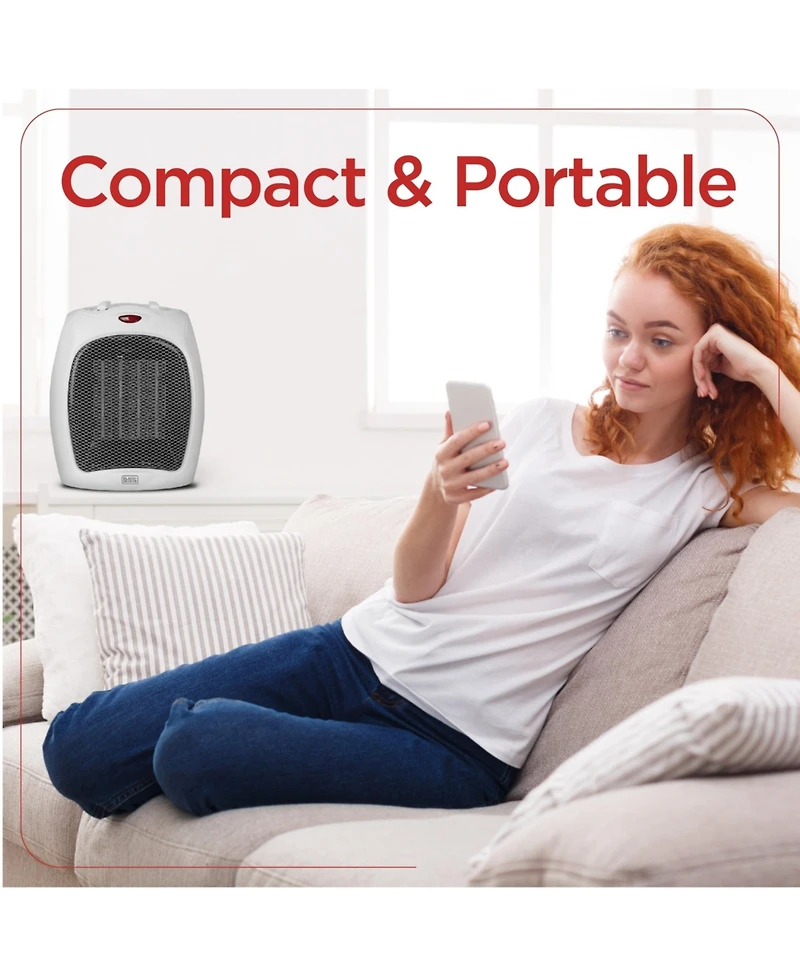 Black & Decker Black and Decker Portable Space Heater, 1500W Small Space Heater with Overheat Protection for Indoor Use, White