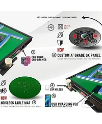 Rbied Black Folding Metal Automatic Mahjong Table, Electric Mahjong Table with Quiet Shuffle