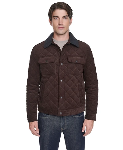 Cole Haan Men's Collared Quilted Button-Front Jacket