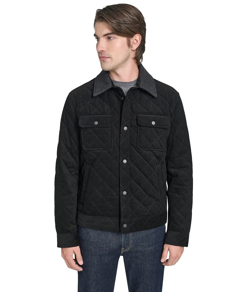 Cole Haan Men's Collared Quilted Button-Front Jacket