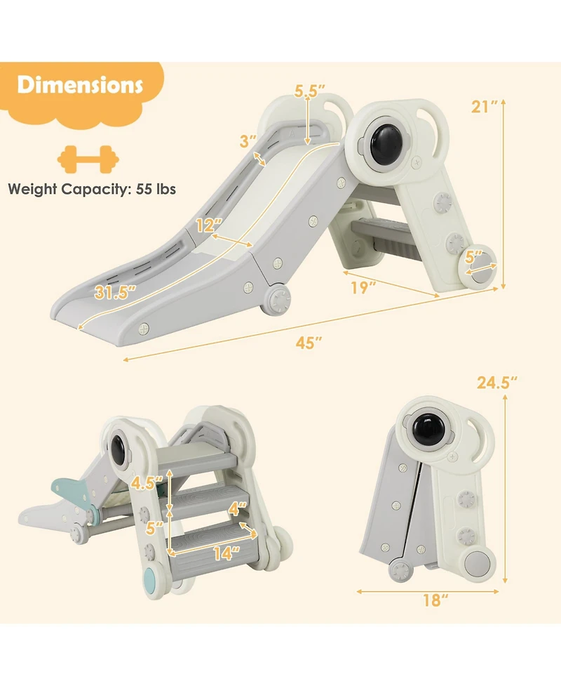 Hongge 2-in-1 Baby Slide and Climber Playset for Toddlers 18+ Months
