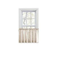 Ellis Curtain Plaza Classic Ticking Stripe Printed 1.5" Rod Pocket Tailored Tiers 56" x 24" Tan