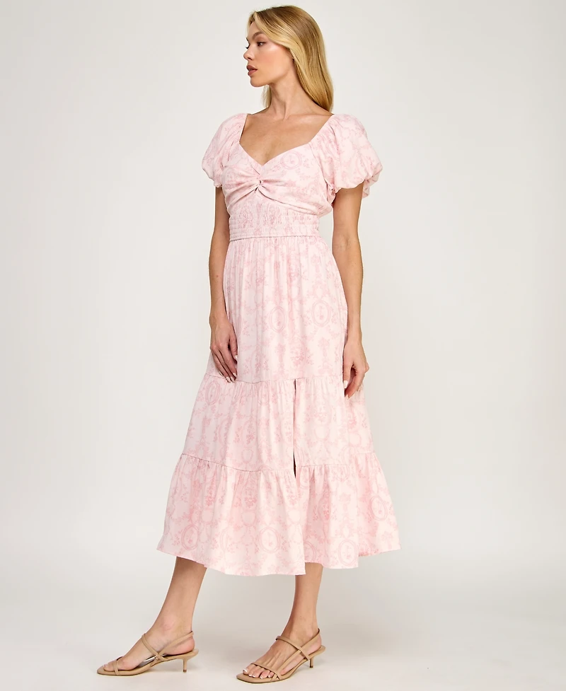 Trixxi Juniors' Sweetheart Neck Twist Front Midi Dress